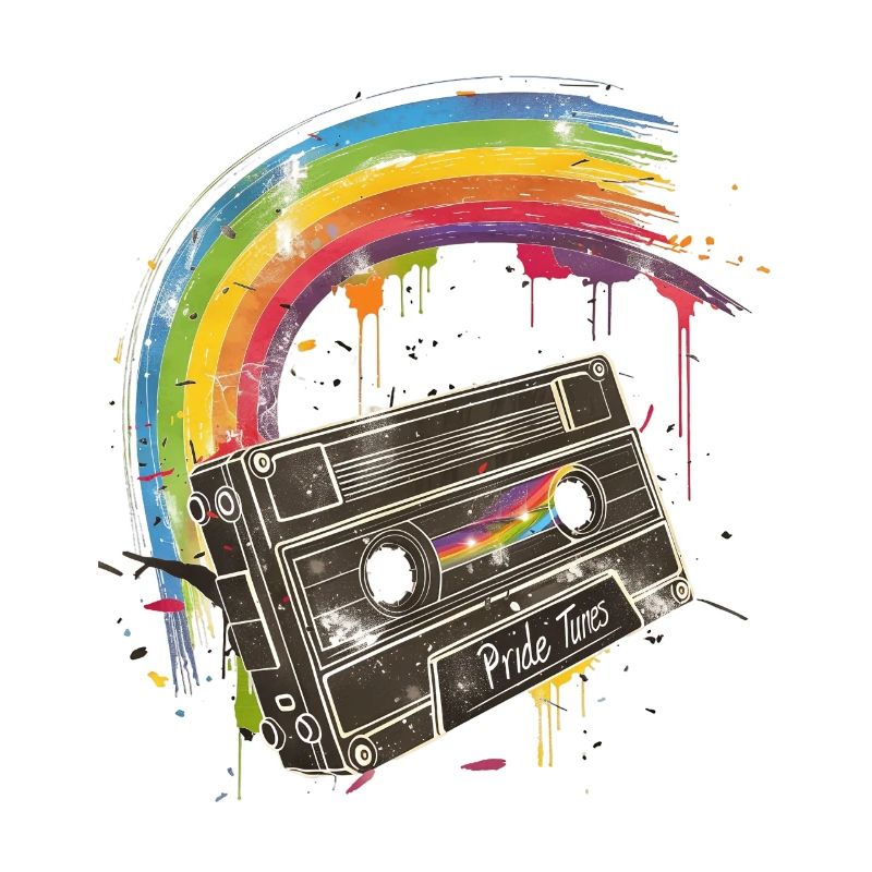 Retro Pride Tunes Rainbow Cassette Design