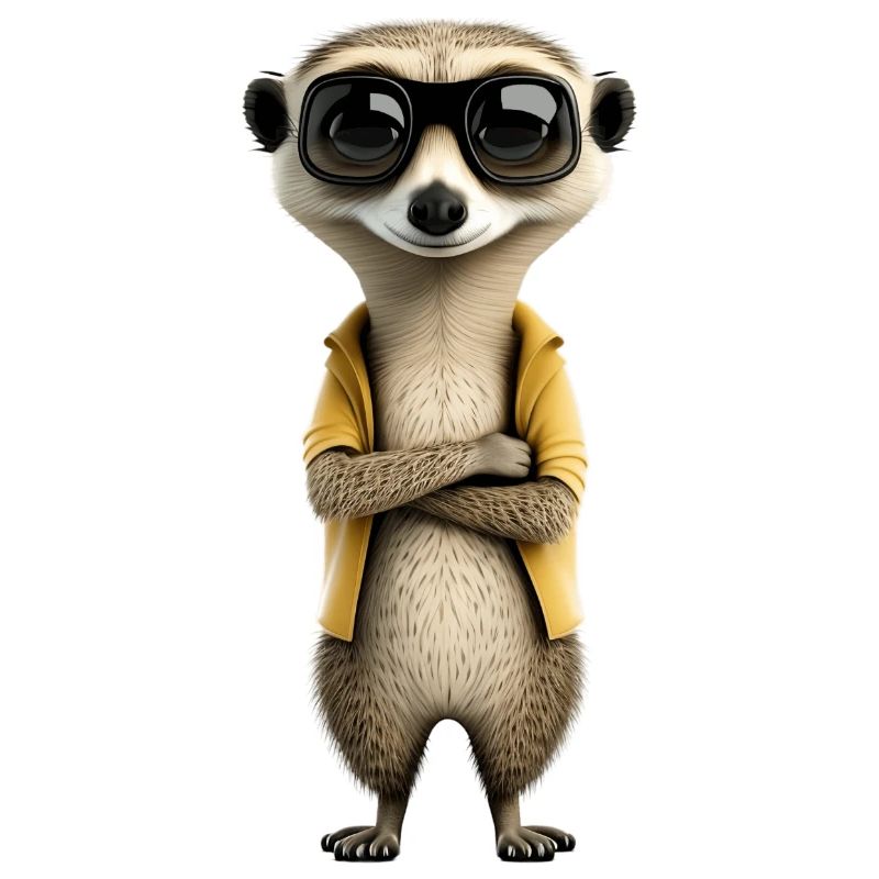 Suricate cool avec lunettes de soleil et veste