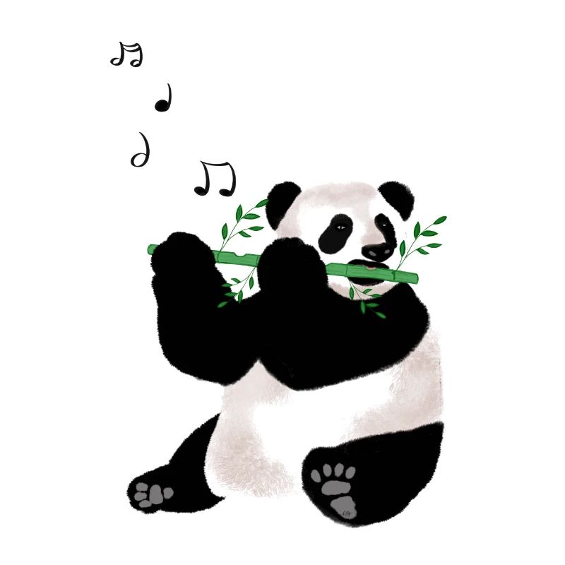 Panda spielt Flöte