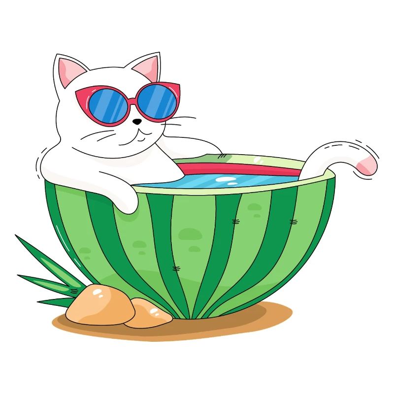 Chat et pastèque