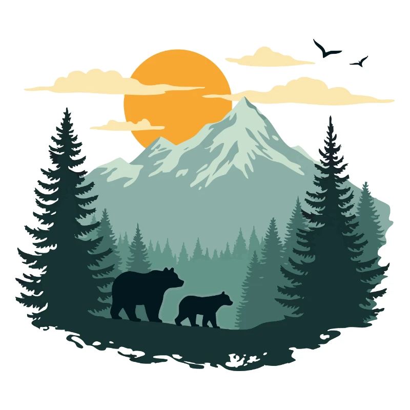 Forest Landscape and Bears