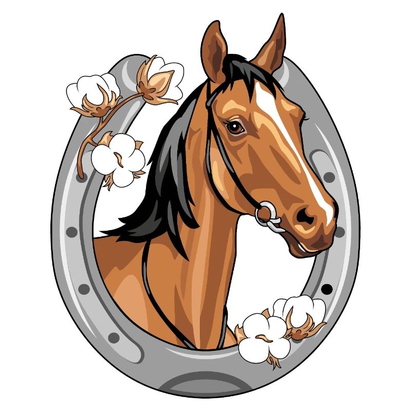 Tête de cheval dans un cadre en forme de fer à cheval