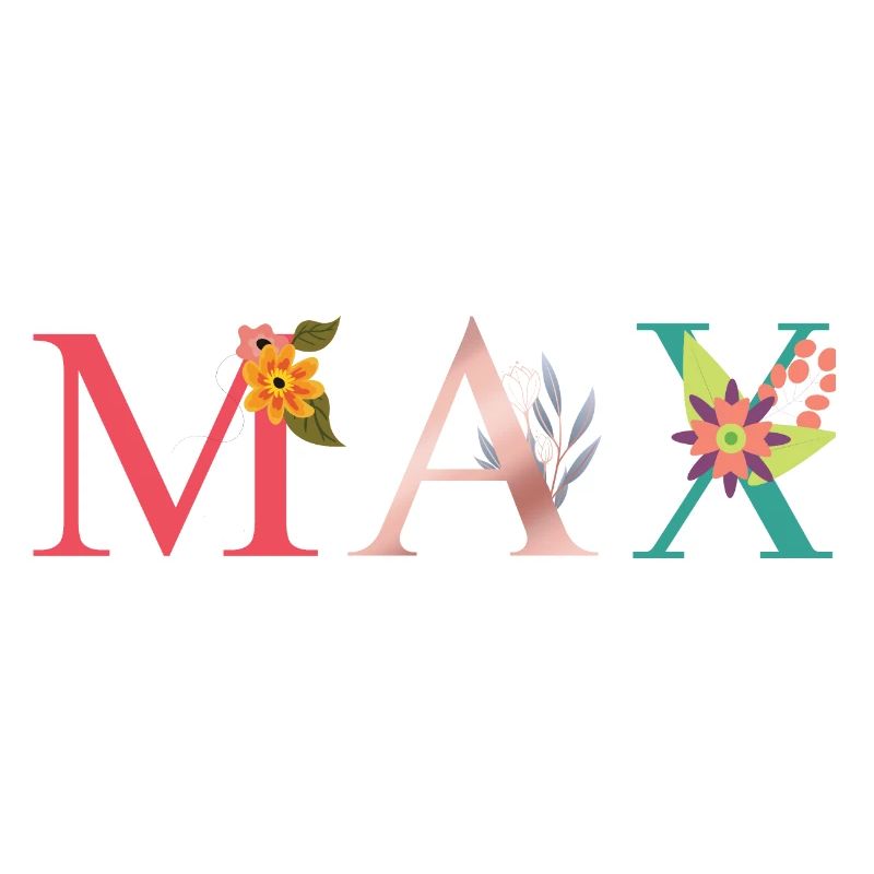 MAX Name Art avec fleurs brodées