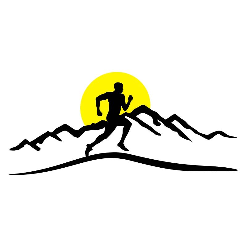 Running, Runner & Mountains & Sun