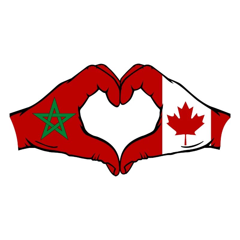 Maroc Canada Drapeau Mains Coeur Forme