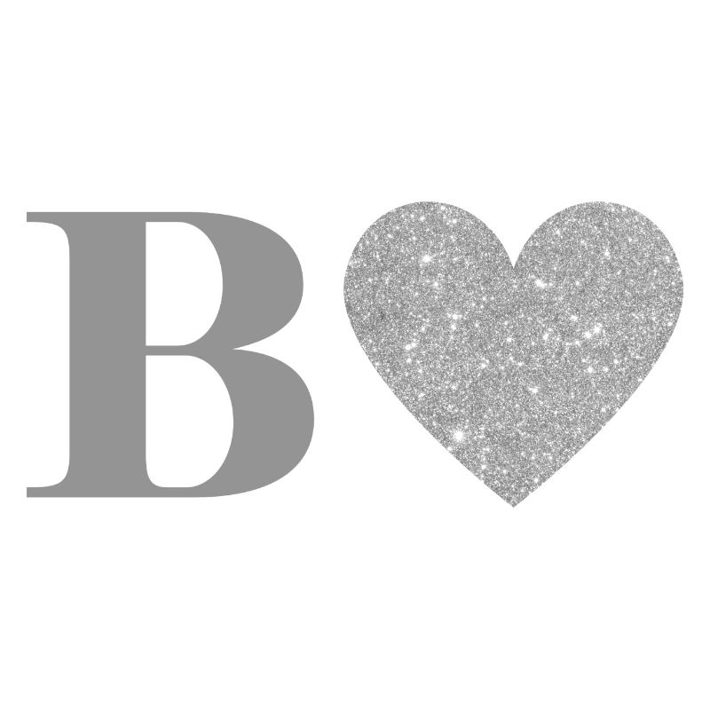 Letter b silver heart