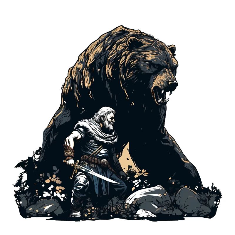 Wikinger mit riesigem Bär