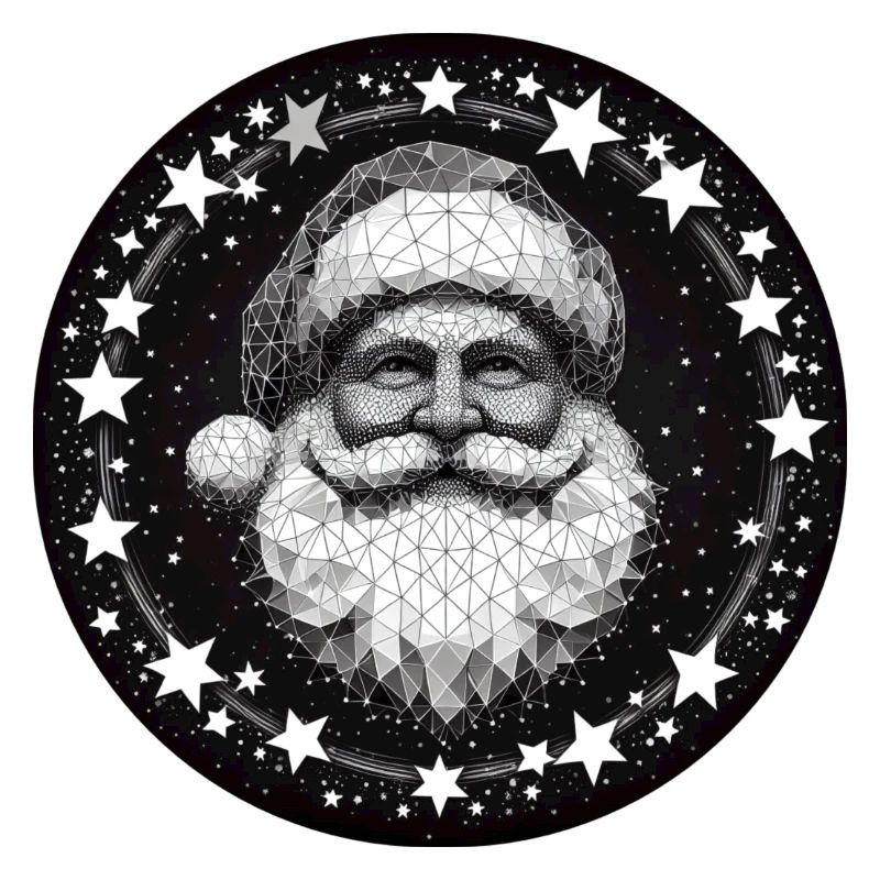 Weihnachtsmann Kopf Polygon Kranz rund grau weiß