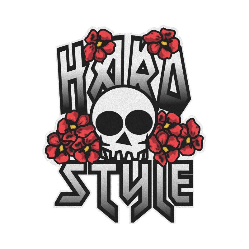 HARD STYLE in Blumen eingebetteter Schädel