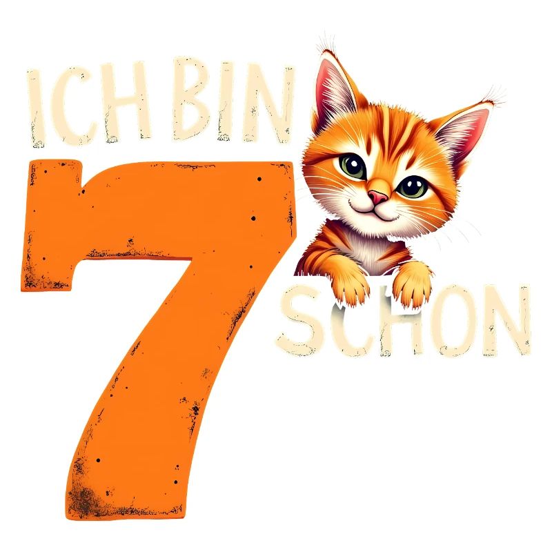 7. Geburtstag Mädchen Junge Katze Ich Bin Schon
