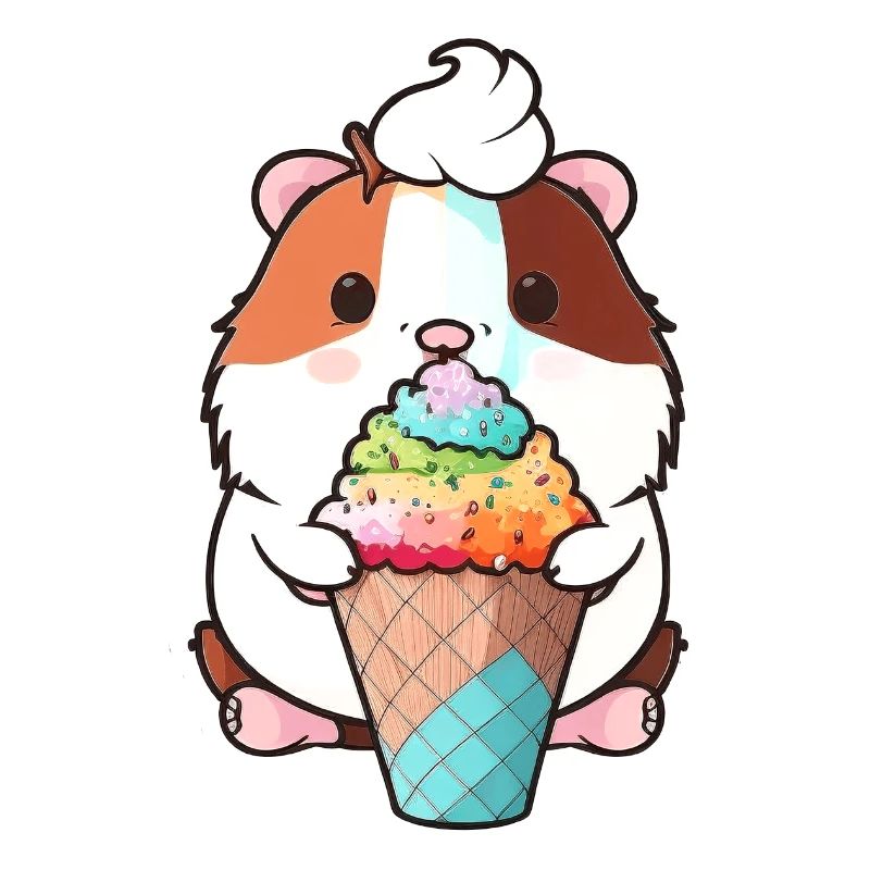 Kleiner Hamster mit buntem Eis