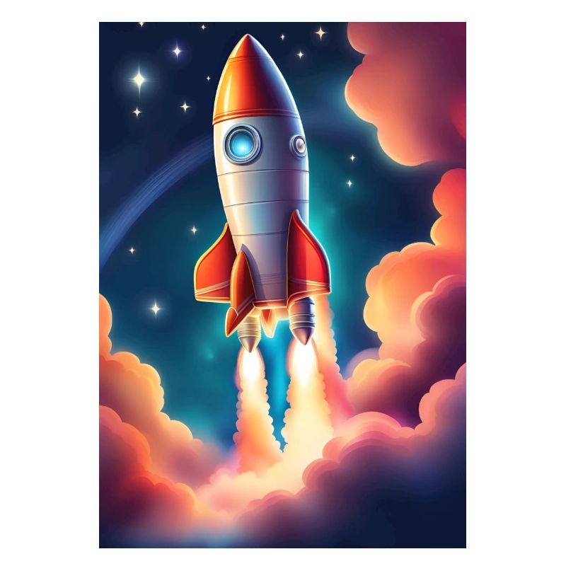 Fusée mignonne dans l’espace