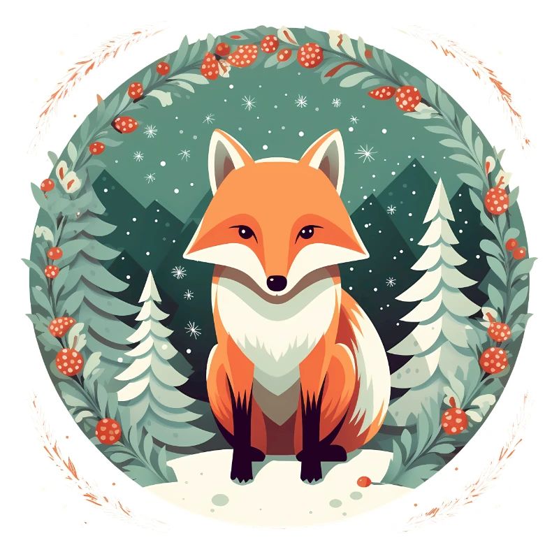 Fox Avec des éléments de Noël, Love Foxes