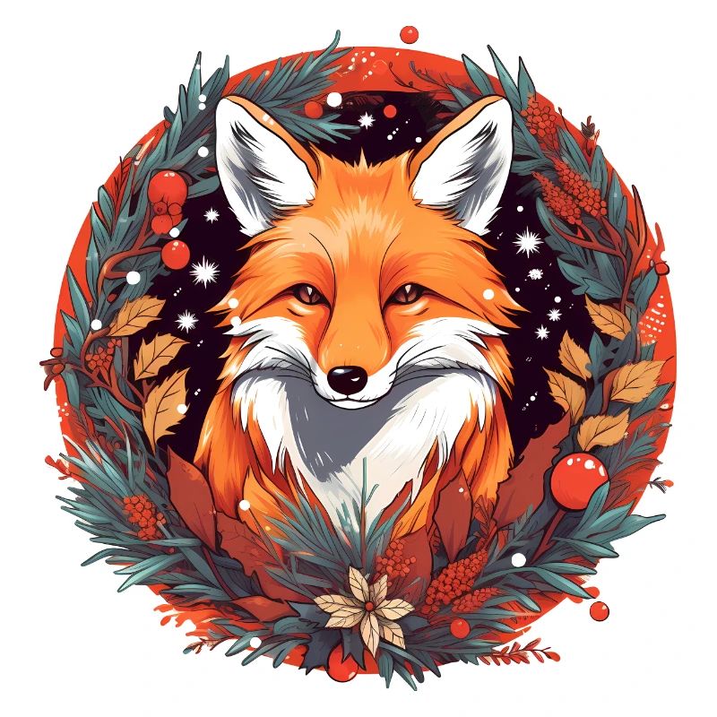 Fox Avec des éléments de Noël, Love Foxes