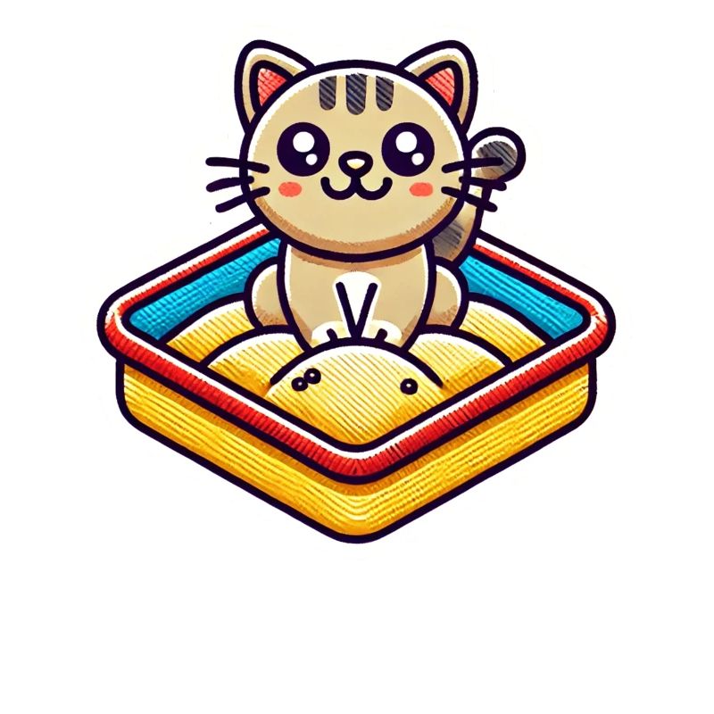 Cute Cat sitting in the sandbox Patch style