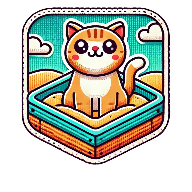 Chat mignon assis dans le bac à sable