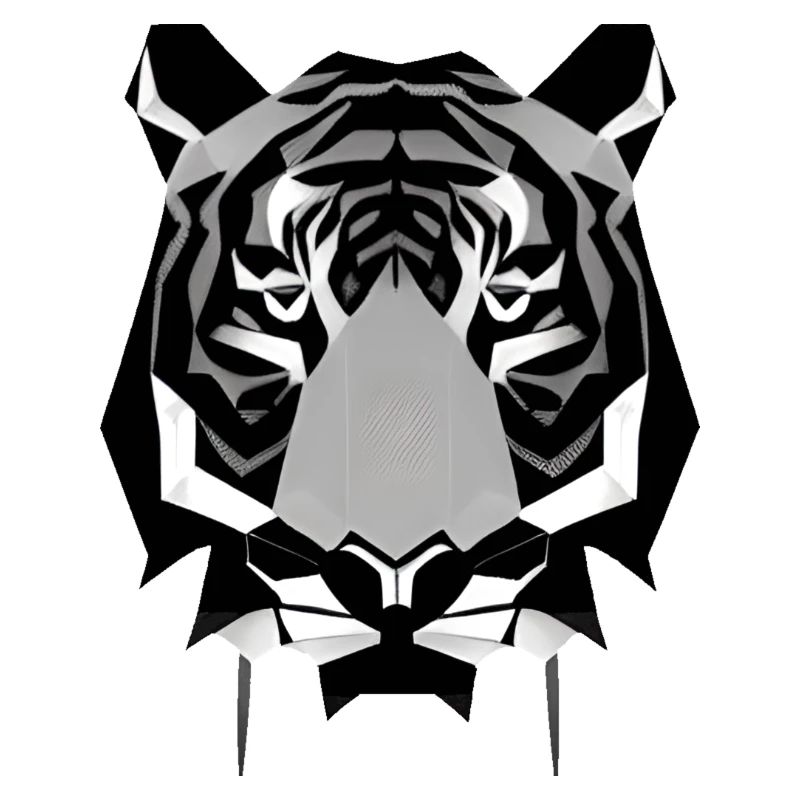 Tête d’animal à dents de sabre de conception polygonale