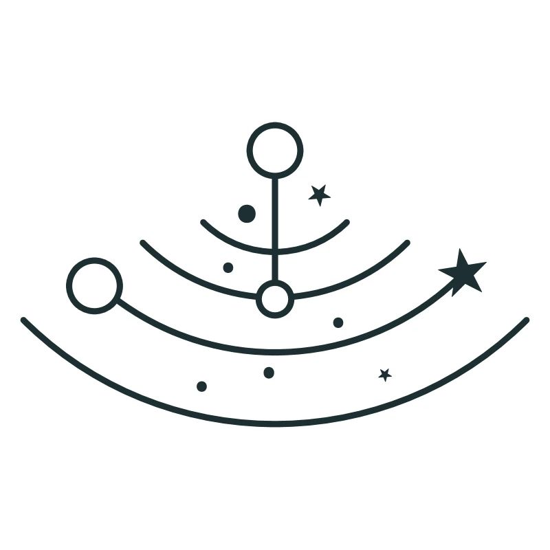 BOHO stars and moons in half circle orbits