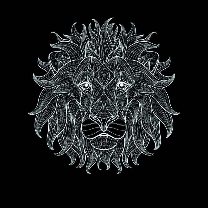Lion white lion king outline mandala pattern head