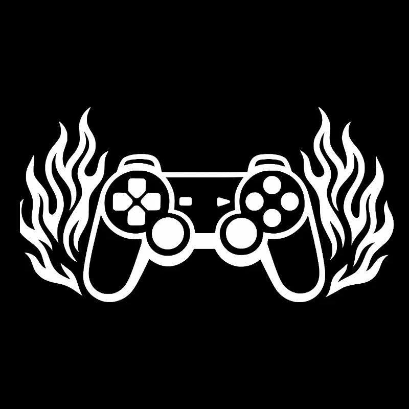 Flames controller, burning gamepad graphics