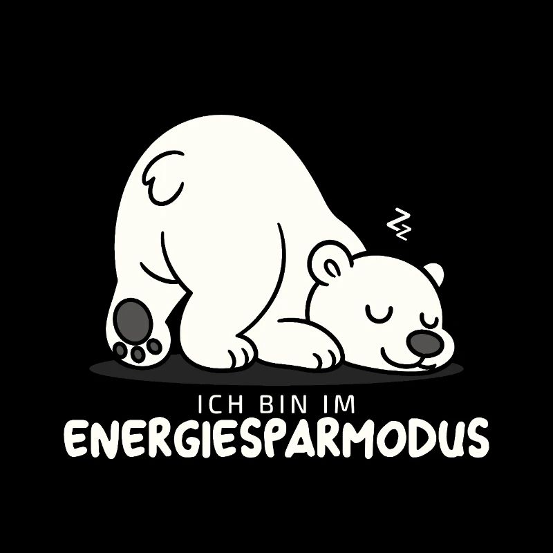 Cute sleeping polar bear in energy saving mode