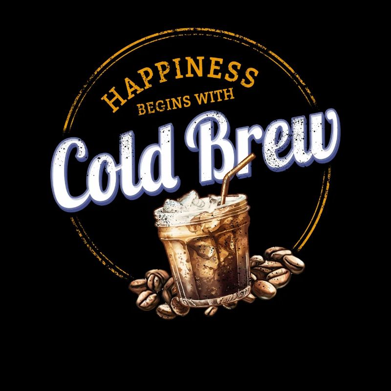Conception de café vintage à cold brew avec grains de café