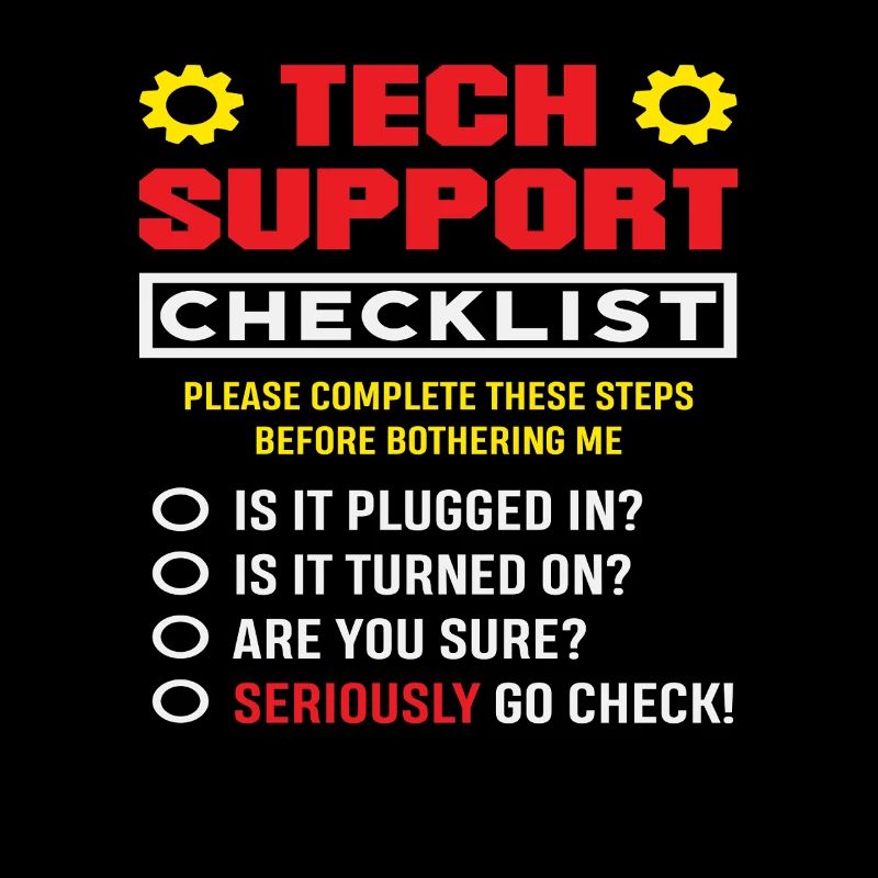 Tech Support Checklist Plug in IT Admin