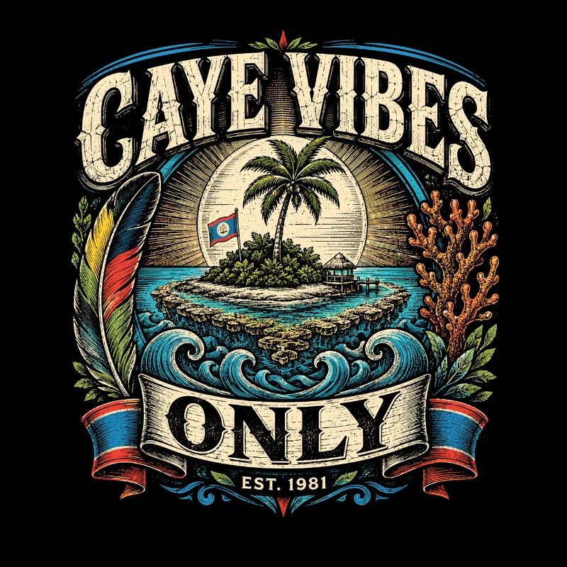 Belize Belizean Root Caye Vibes Only
