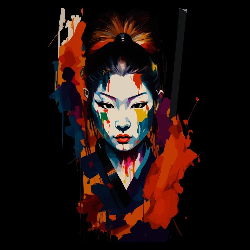 Samurai Kriegerin – Auffällige Spritzer Kunst