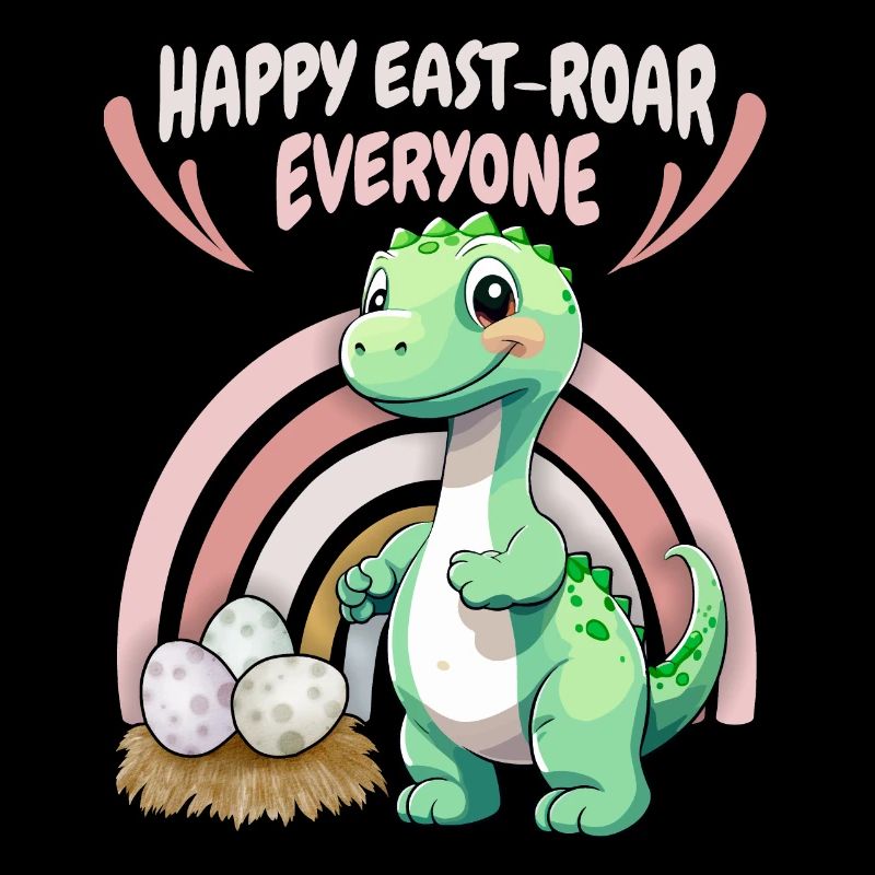 Easter, Dinosaur, Baby Dino with Easter Egg, Saying