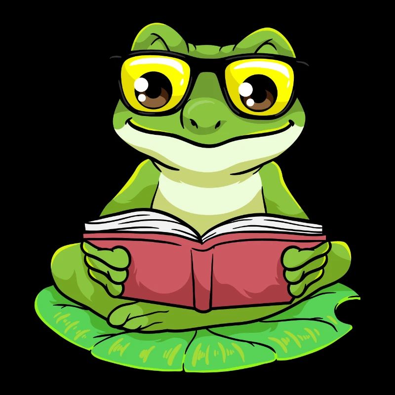 Frog as a nerd with glasses & book