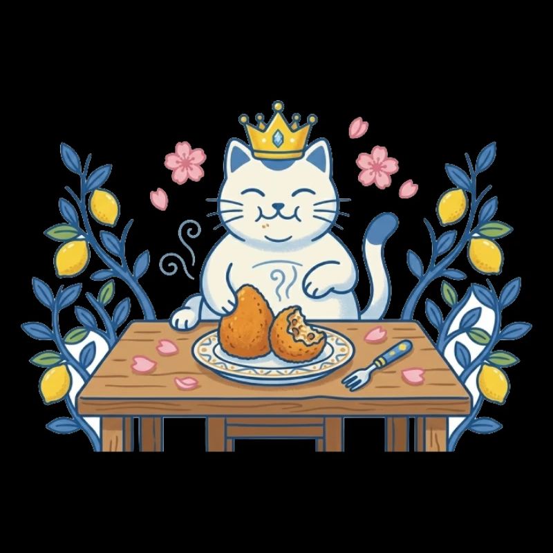 King cat at the table with kibble