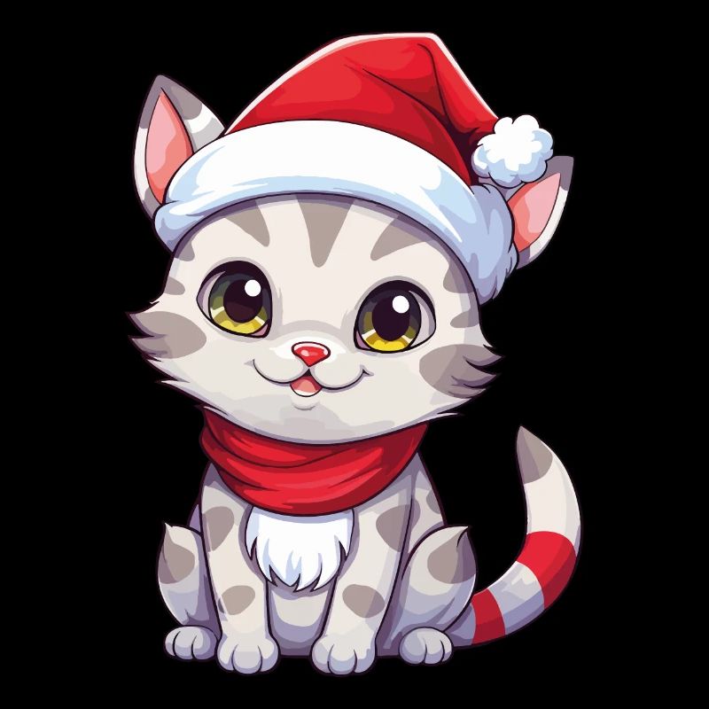 Chat Noël Chat De Noël Mignon Joyeux Catmas