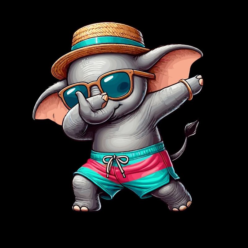 Eléphant, Dabbing, Été, Plage Vacances D’été