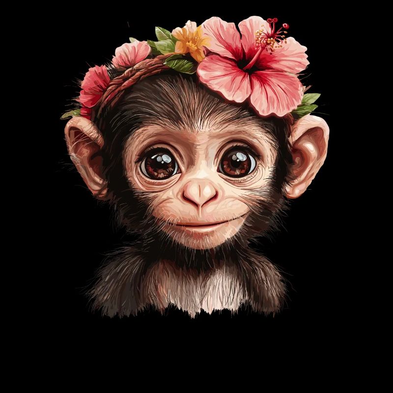 Süßer Affe mit Blumen