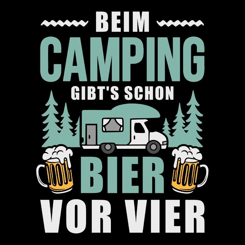 Camping Bier vor vier Wohnmobil Camper