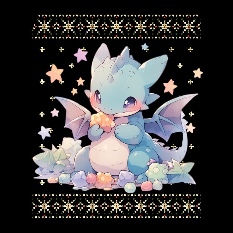 Dragon kawaii dans le style pull de Noël moche