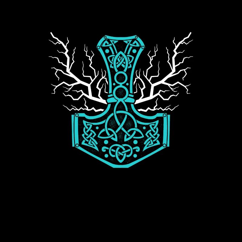 The hammer of Thor with lightning - Mjölnir