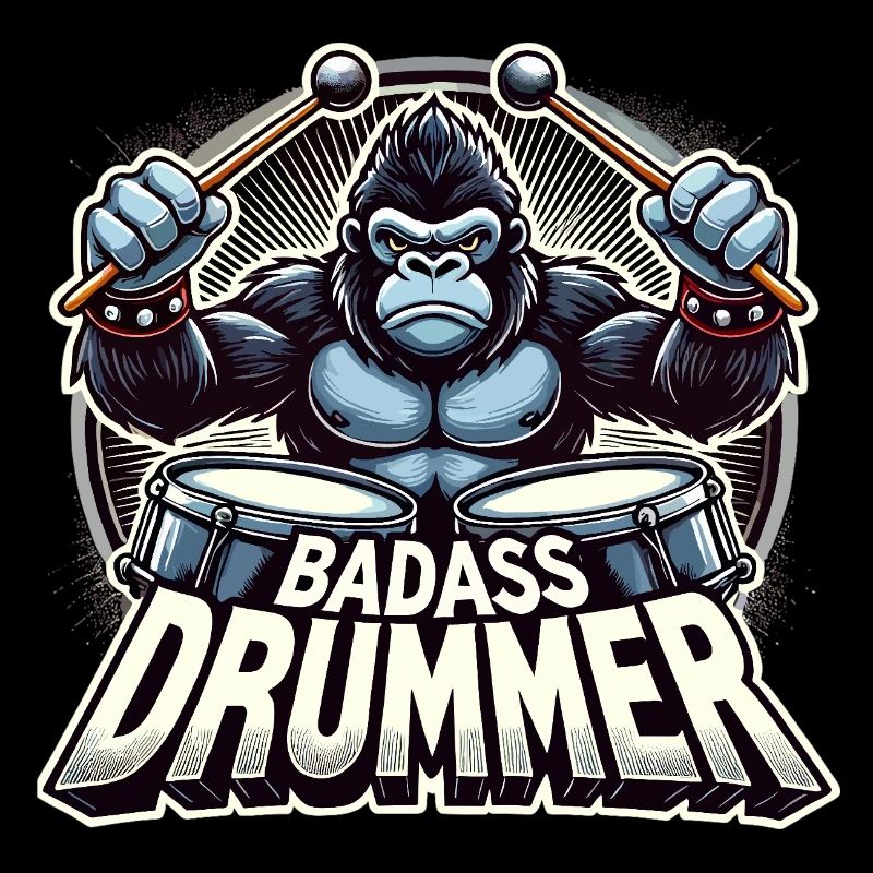 Badass Drummer Gorilla Cool Gift