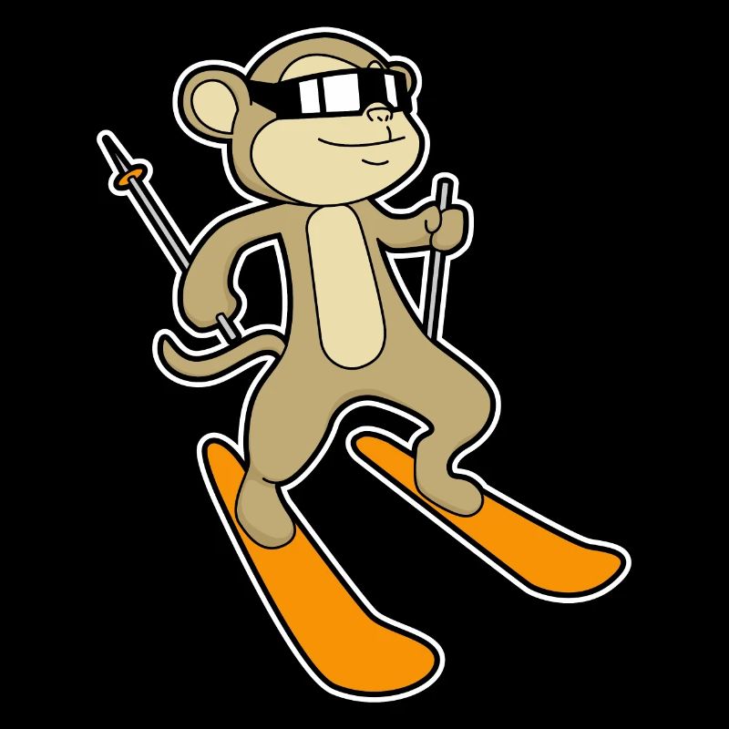 Monkey as skier with skier