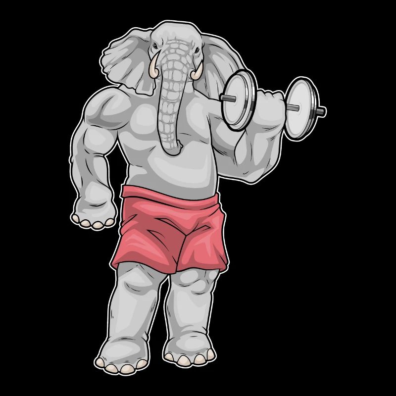 Elephant Bodybuilder Musculation avec haltères