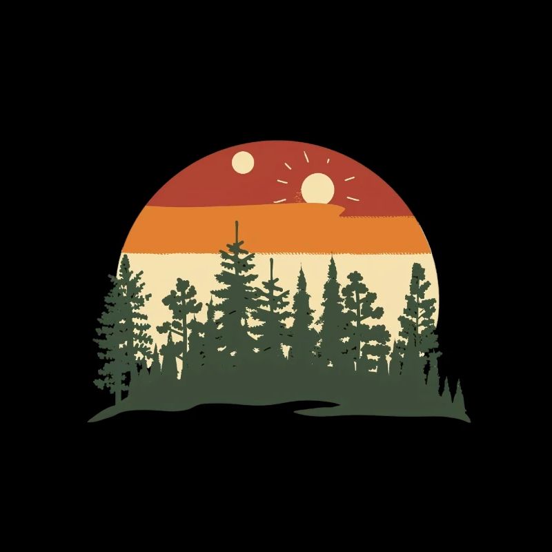 Silhouette de forêt au coucher du soleil