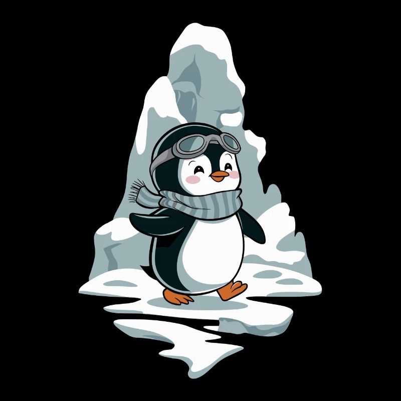 Pingouin joyeux avec écharpe et lunettes devant