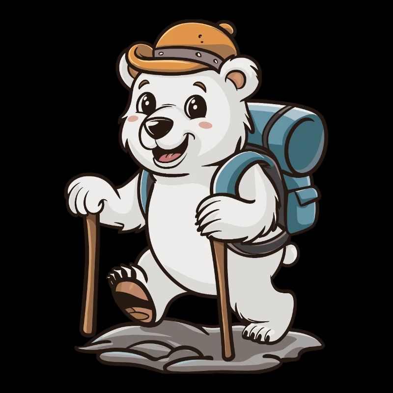 Wandern Abenteuer Eisbär mit Rucksack