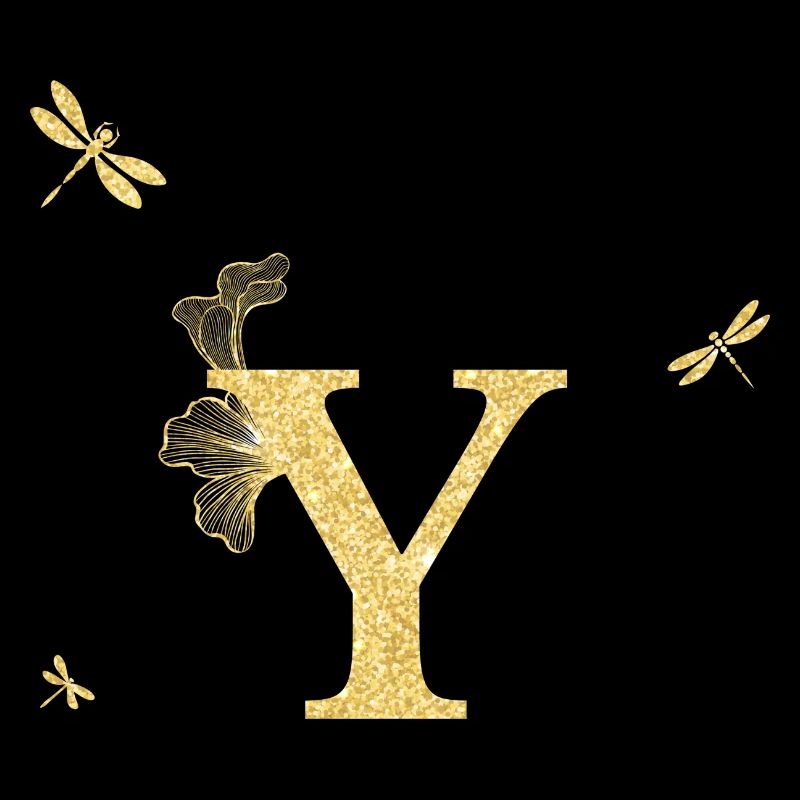 Buchstabe y Goldene Glitzerlibelle - Geschenkidee