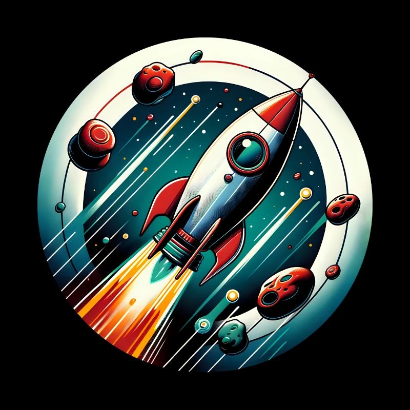 Fusée rétro et planètes