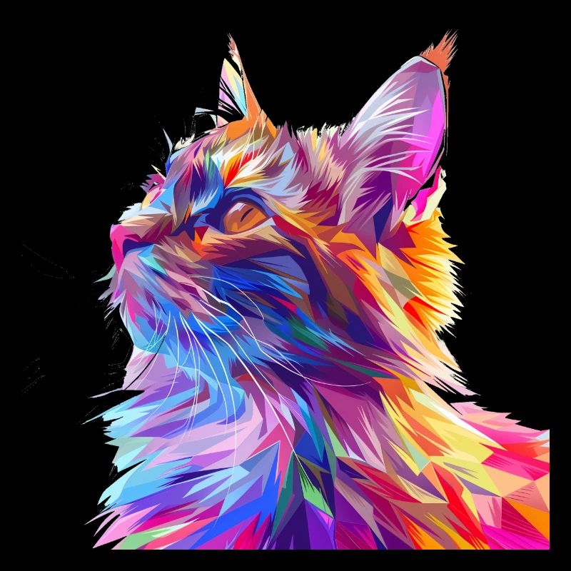 Polygon Cat Comic Style