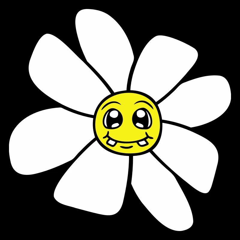 Petit drôle de fleur heureuse visage dessin animé