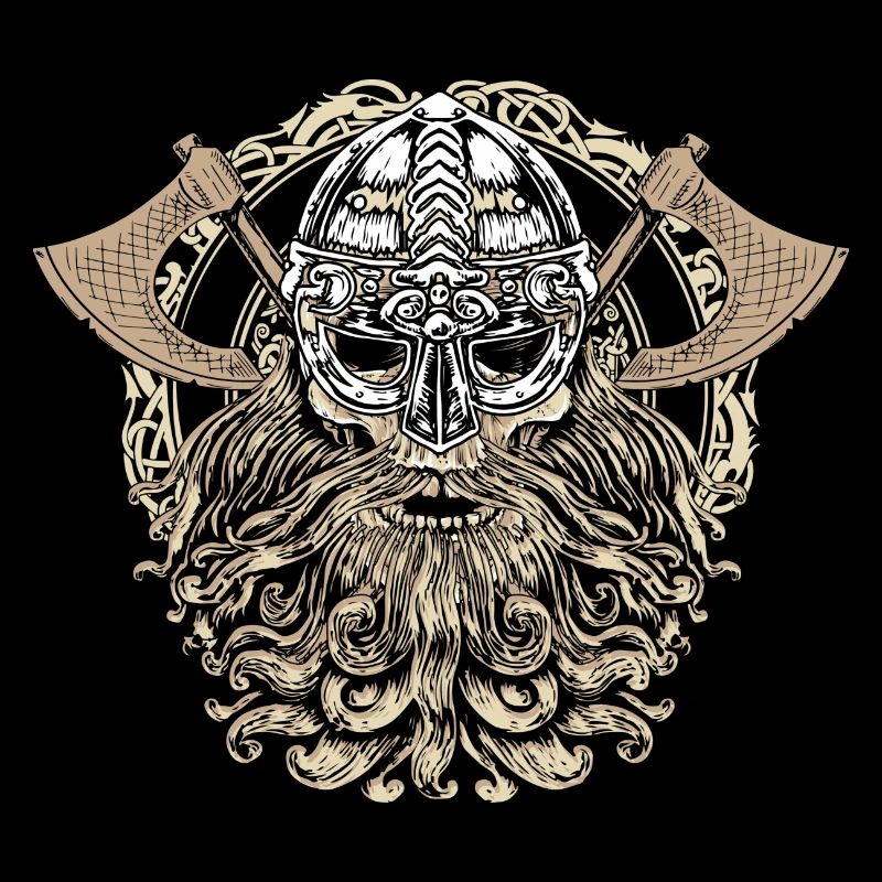 Viking head skull beard Valhalla Odin gift