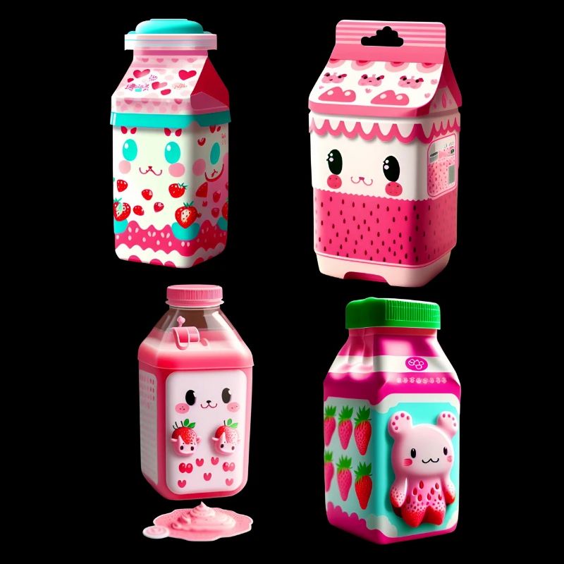 Kawaii Erdbeermilch Karton - lecker!